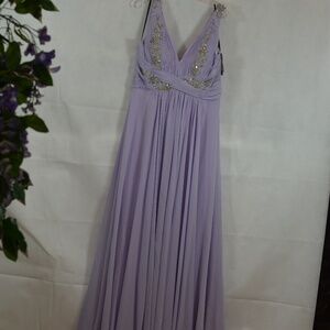 Lilac Beaded Sequin Rhinestone Gown SZ 14 NWT